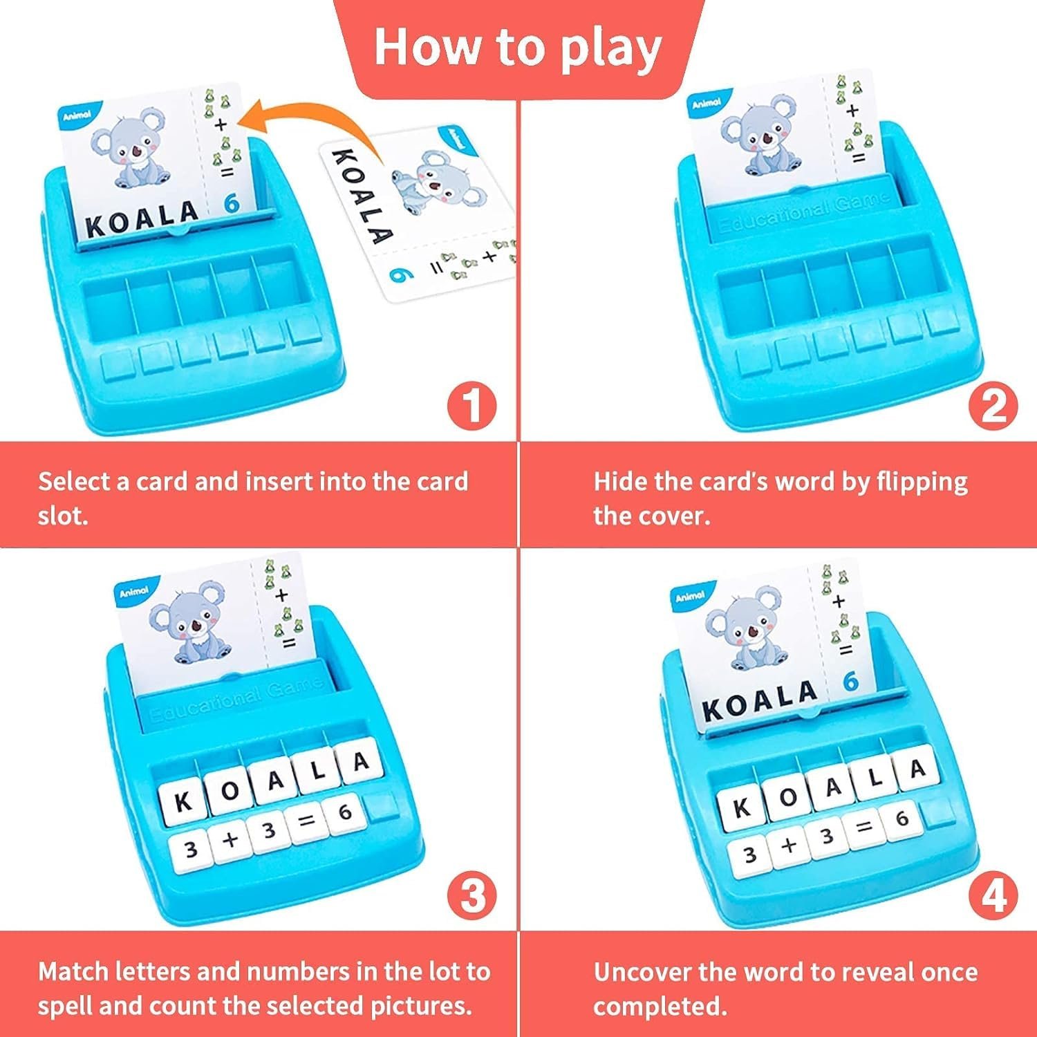 PLUSPOINT Educational Game of Learning Words with Flash Cards 2 in 1 Matching Letter and Number Games for Boys and Girls Sight Words Recognition Kindergarten Teaching Tools Preschool 3-8 Years Old - Image 4