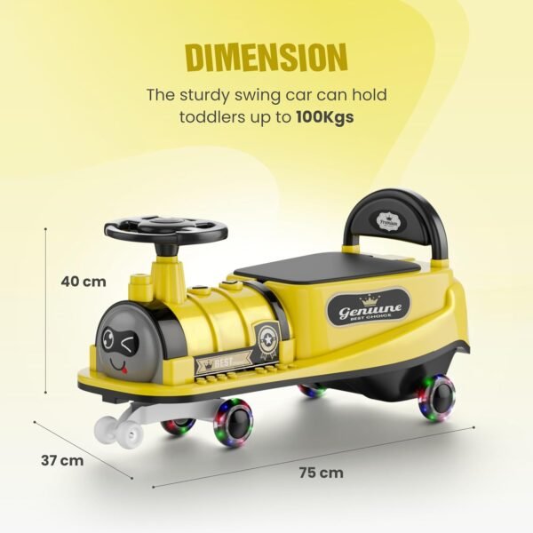 Train Car for Kids 1 Year+ | 2 Year+ | Baby Panda Swing Car | Ride On Car for Kids | Musical Twister Toy Car Magic | Best Birthday Gift for 1-5 Years Baby | Upto 100kg (Yellow) - Image 2