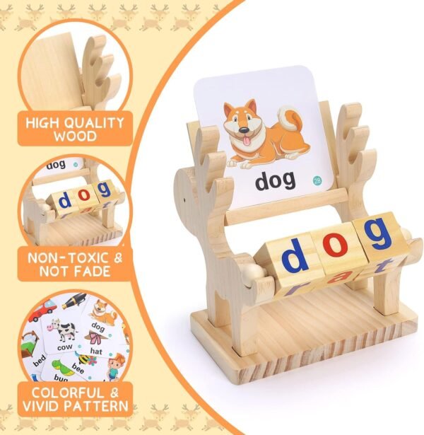 Montessori Educational Word Game for 3-7 Year Old Boys & Girls, Flash Cards & Word Blocks, Ages 3+ - Image 3