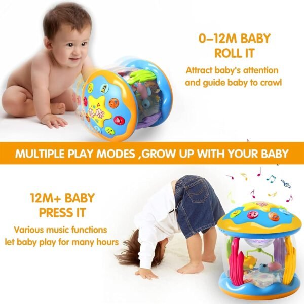 Kidology Rotating Pacific Drum Baby Musical Toys 0-3 Years Light Up Projector Infant Tummy Time Toys Sensory Toddler Toy Birthday Gifts for Girl Boy Learning & Education Toy - Image 4