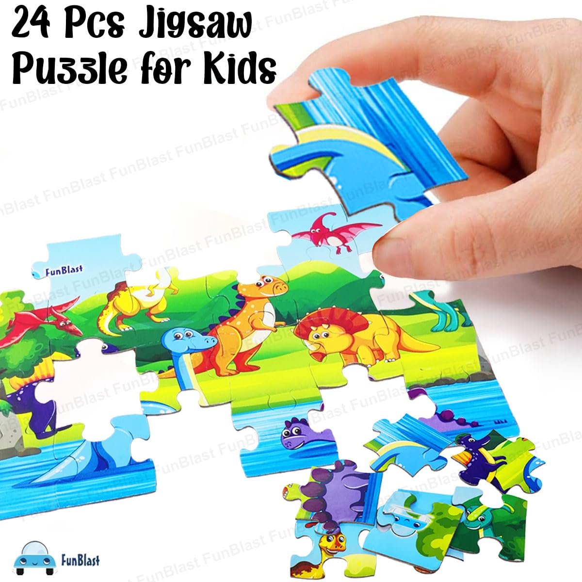 FunBlast Dinosaur Jigsaw Puzzle for Kids Jigsaw Puzzle for Kids of Age 3-5 Years – 24 Pcs (Multicolor, Size 30X22 cm) - Image 4