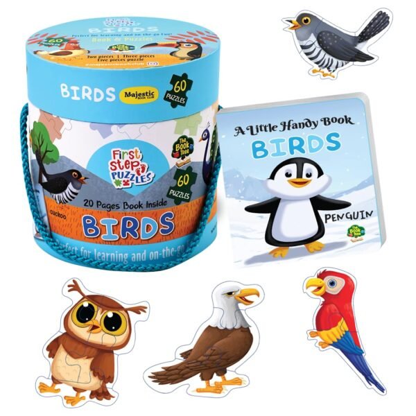 Birds Puzzle Box for Kids I Educational Toy for Kids Age 2+ I 60 Jigsaw Puzzle Pieces and 1 Story Book for Early Learning I A for Children by Majestic Book Club