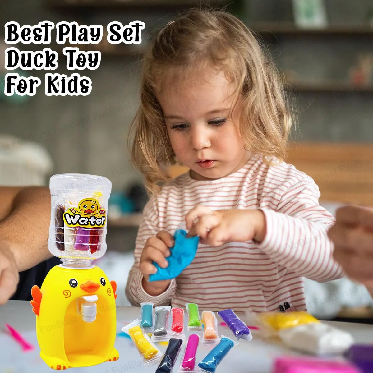 FunBlast Duck Toy with Water Dispenser and Clay for Kids - Mini Duck Toy for Kids, 10 Pcs Clay for Art and Craft for Kids, Cute Duck Toy Play Set for 3+ Years Old Kids (Multicolor) - Image 2