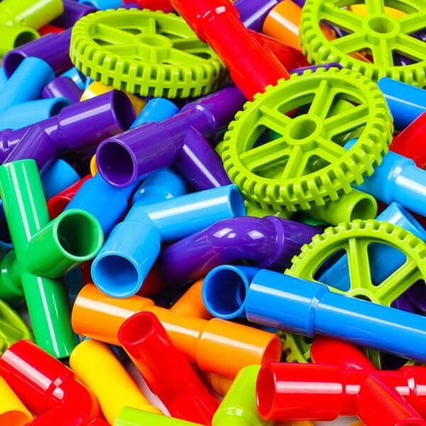 Unbreakable Pipe Puzzle Shape Building Block Set for 3-8 Years Old Kids Boys & Girls,75+ Piece (Random Color Pipe Puzzle Shape Building Block Toys) - Image 6