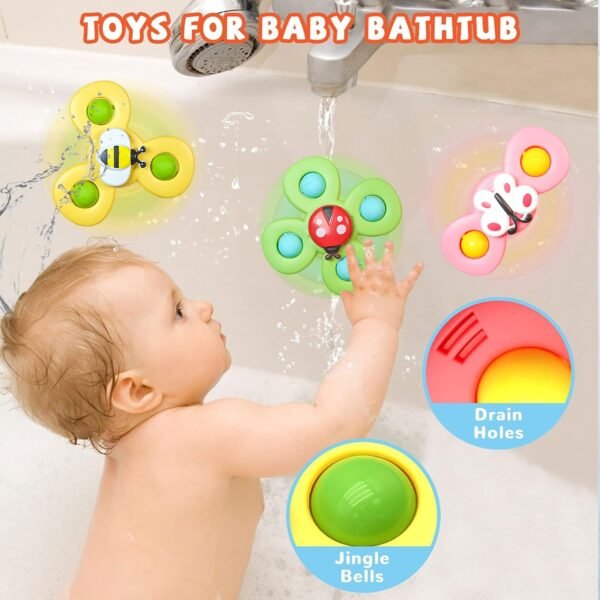 Suction Cup Spinner Toys for 1 2 Year Old Boy & Girl | Spinning Tops Toddler Toys | 1 2 Year Old Boy Birthday Gift for Infant | Sensory Baby Bath Toys (Pack of 3) - Image 5