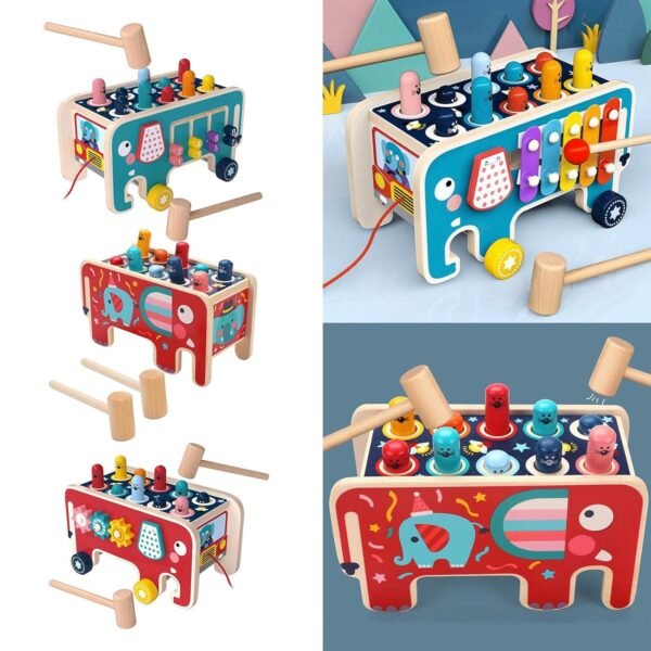 Toy Hammering Pounding Bench Montessori Beat Toys Playset for Kids Learning Toys Style A - Image 3