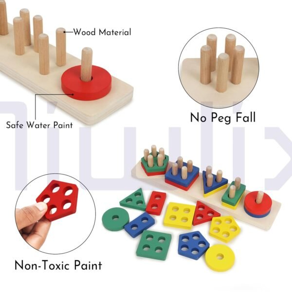 Toys for 1 2 3 Year Old Boy Girl, for Ages 2-4 0-2 Toddlers Kids Baby, 1 2 Year Old Boy Girl Birthday Gifts, Wooden Learning Puzzle Shape Sorter Toys for Toddlers 1-3 - Image 5