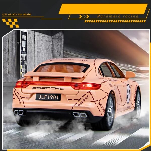 Compatible for 1:24 Porsche Panamera Toy Car Model, Diecast Collectible Pull Back Model Car with Sound and Light, Toy Gift Vehicles for Adults Kids Boys Girls?Pink? - Image 2