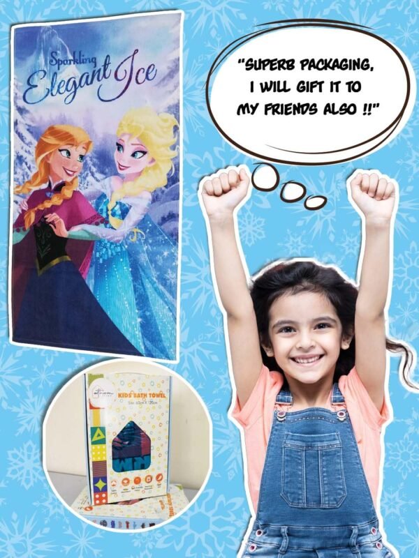 Disney Frozen Kids Bath Towel 350 GSM 60x120 cm, Dark Blue Color - Image 2