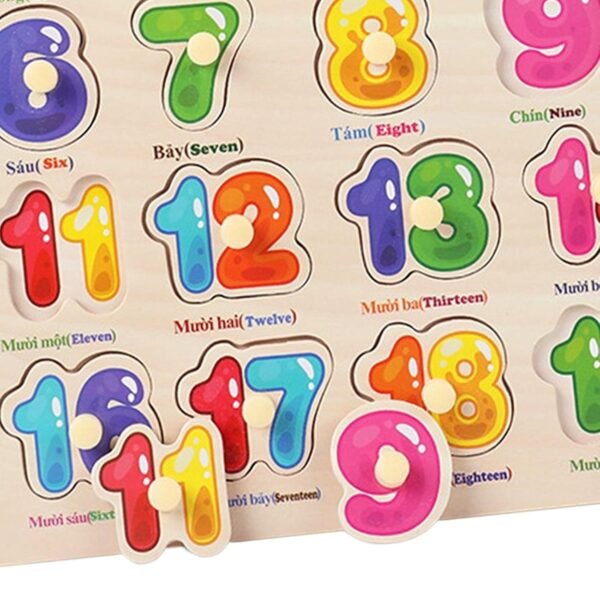 bnf® Montessori Wooden Jigsaw Number Puzzle Peg Board for Kids New Year Baby | Toys for Baby | Developmental Baby Toys