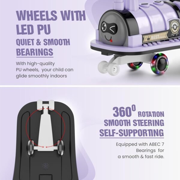 Train Car for Kids 1 Year+ | 2 Year+ | Baby Panda Swing Car | Ride On Car for Kids | Musical Twister Toy Car Magic | Best Birthday Gift for 1-5 Years Baby | Upto 100kg (Violet) - Image 6