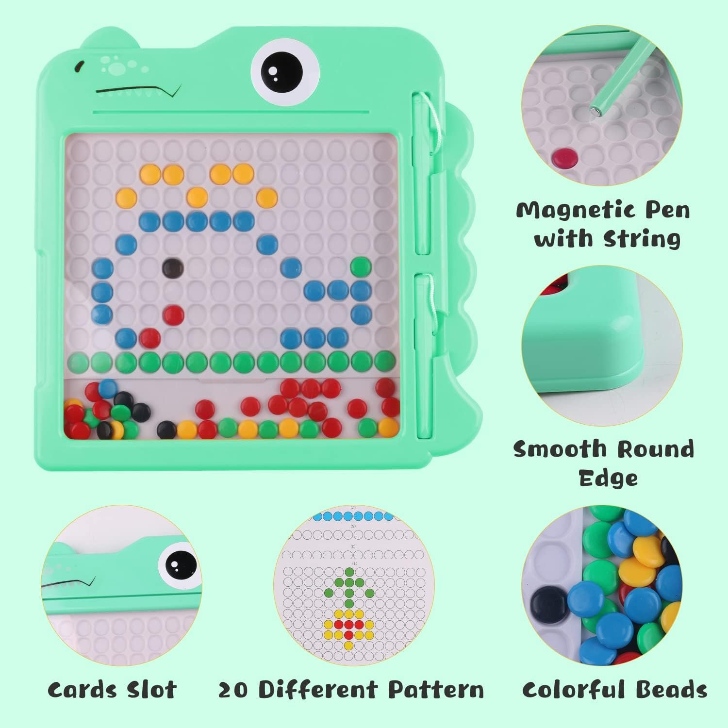 Magnetic Drawing Board for Kids, Children Doodle Board for Early Learning with Colorful Beads and 2 Magnetic Pens, Montessori Toy Magnetic Dot Board for 3-6 Year Old Kids - Image 4