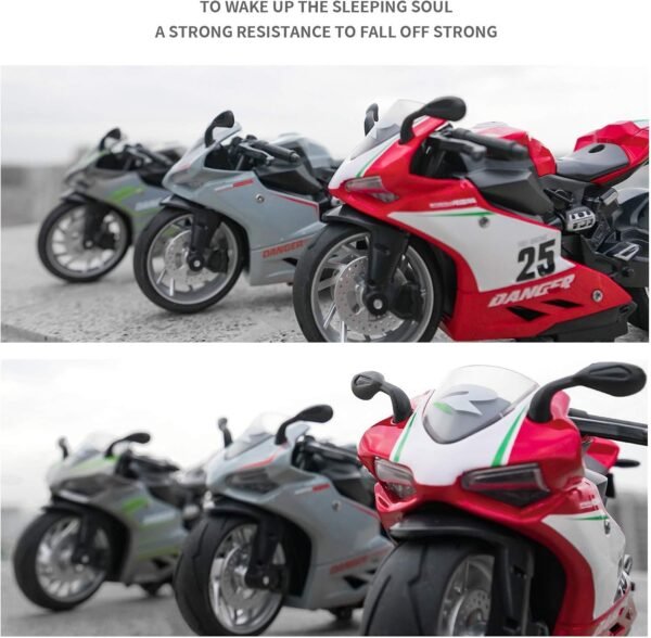 Police Motorcycle Toy - Pull Back Motorcycle Toys, Tiny Gift with Music Lighting, Latte Motorcycles Toy for Kids Boys Age 3-8 Year Old [New] (R1-RED) - Image 6