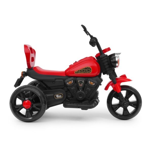 6V Electric Kids Bike Rechargeable 6.5 Ah Battery Inbuilt Imported Motor Drive Music Player LED Light & Foot Accelerator for Ages 1-6 Years (Goldving Electric Bike, Red) - Image 3