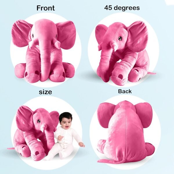 DearJoy Big Size Fibre Filled Stuffed Animal Elephant Soft Toy for Kids of Plush Hugging Soft Toy for Kids boy Girl Birthday Gift (3 Years+, 60 cm, Pink Color) - Image 3