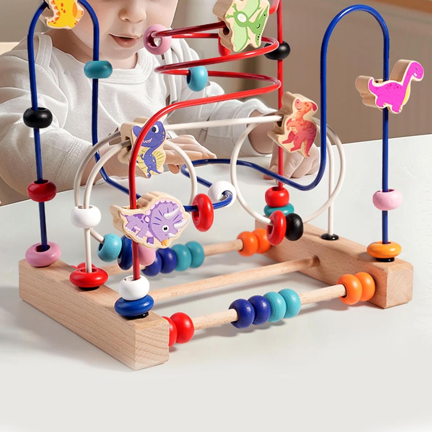 ATORSE™ Bead Maze Toys Color Perception Dinosaur Bead Maze Kids Babies Ages 0-3 Years|Baby | Toys for Baby | Developmental Baby Toys - Image 2