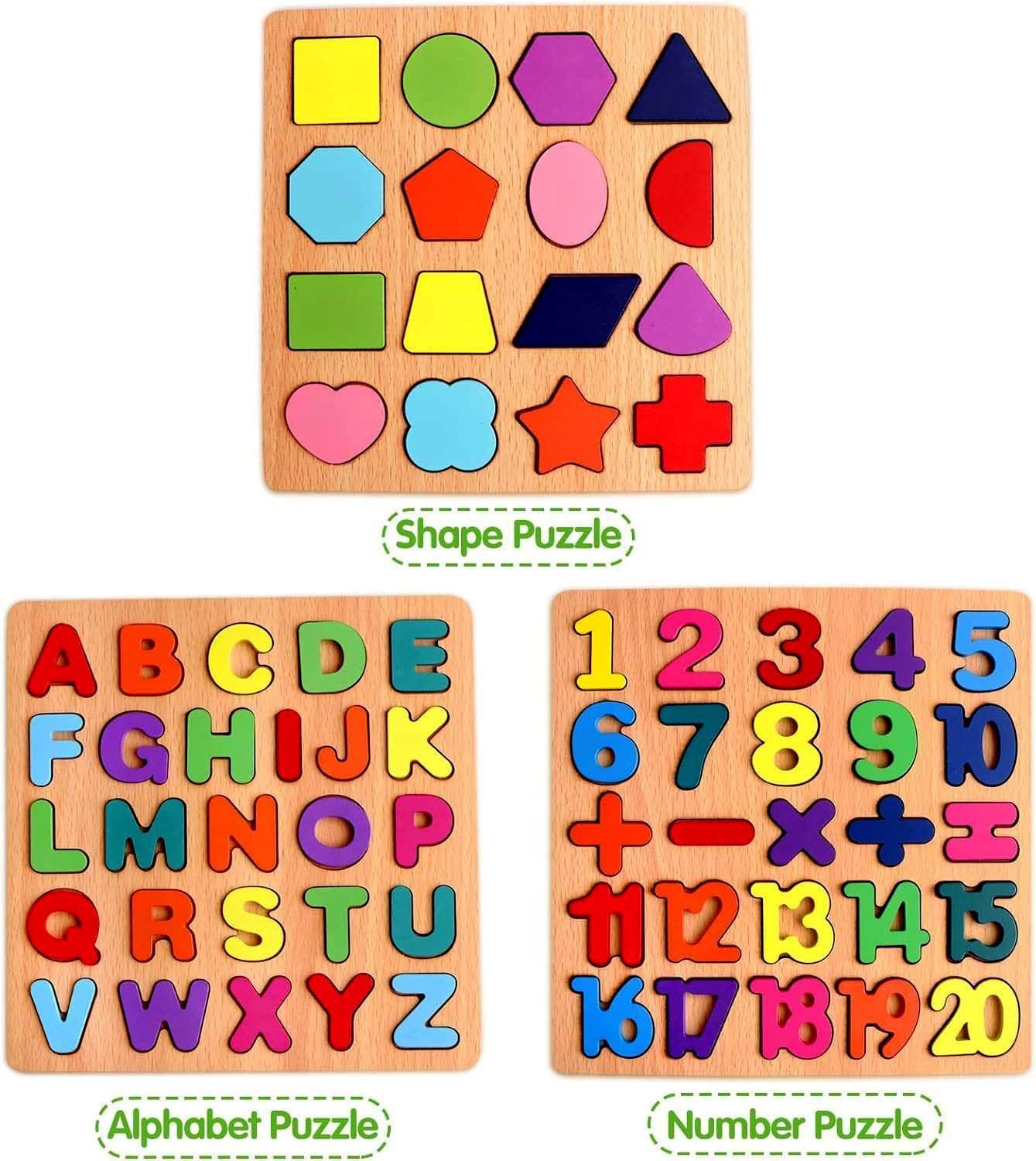 Desi Bazaar & co Wooden Puzzle Set - Shapes & Numbers Educational Toy | Learning Board for Toddlers & Preschoolers | Safe Non-Toxic Wood | Durable Perfect for Kids Aged 3-5 Years - Image 6