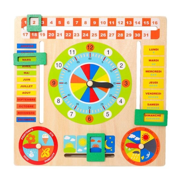 Toy Wooden Clock Toy Preschool Learning Toy for Children Calendar Clock