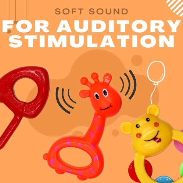 Baby Rattle Toys for Kids | Pack of 3 Rattle Set for New Born Babies, Toy for Infants | Non-Toxic Kids | Newborn Attractive Rattles Sweet Music Playtime Toy (Random Color) - Image 5