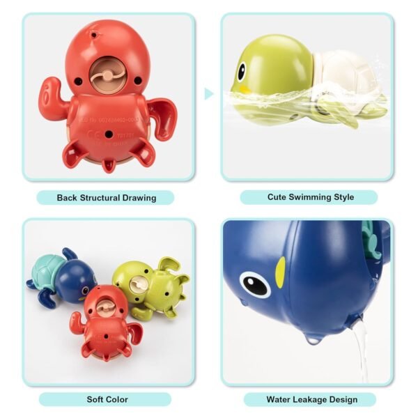 TOHIBEE Bath Toys for 1-5 Year Old Boy Girls Gifts Swim Pool Bath Toys for Toddler 1-3 Bathtub Toys for Baby Boy Birthday Gifts for 1-4 Year Old Boys Girls, 3pcs Set - Image 6