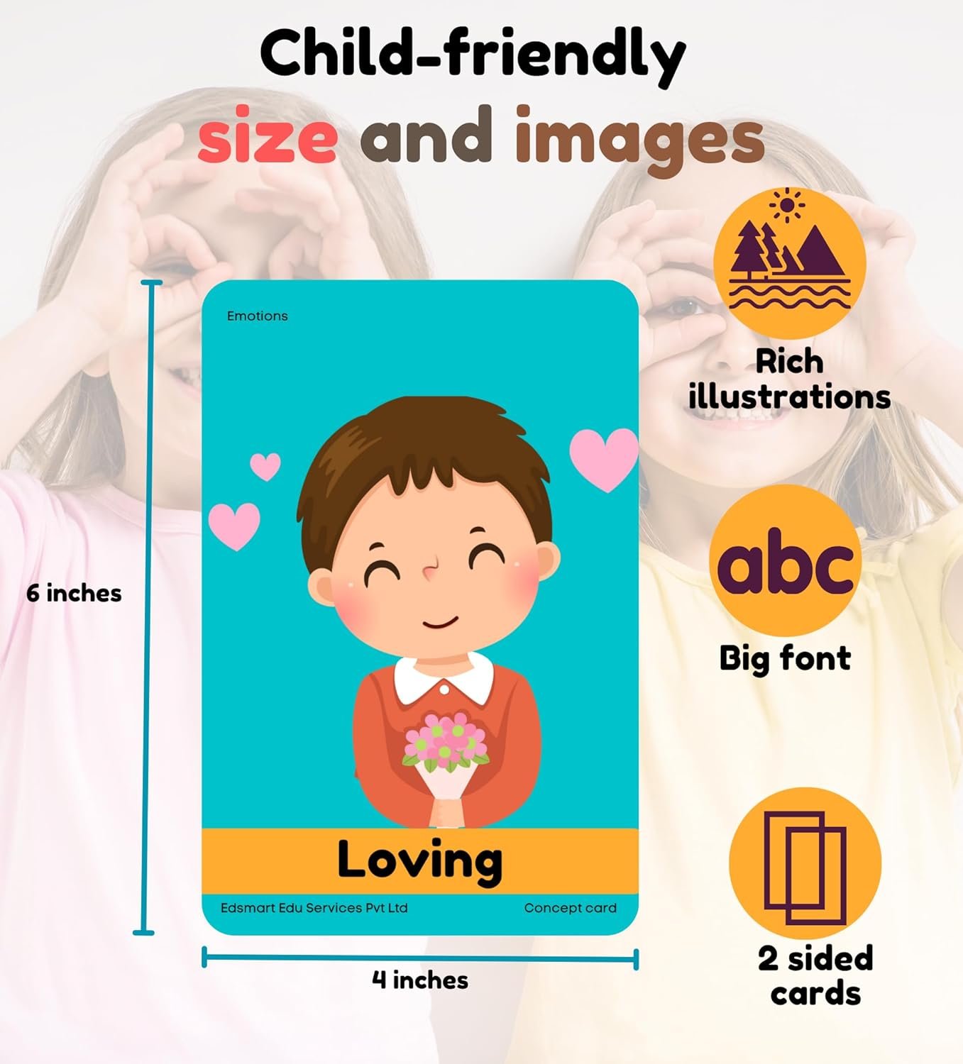 Edsmart Thick Flash Cards for Toddlers & Preschool Learning for Kids 1, 2, 3, 4 Years | Montessori Toys & Games (Colors, Shapes, Body Parts and Emotions) - Image 2