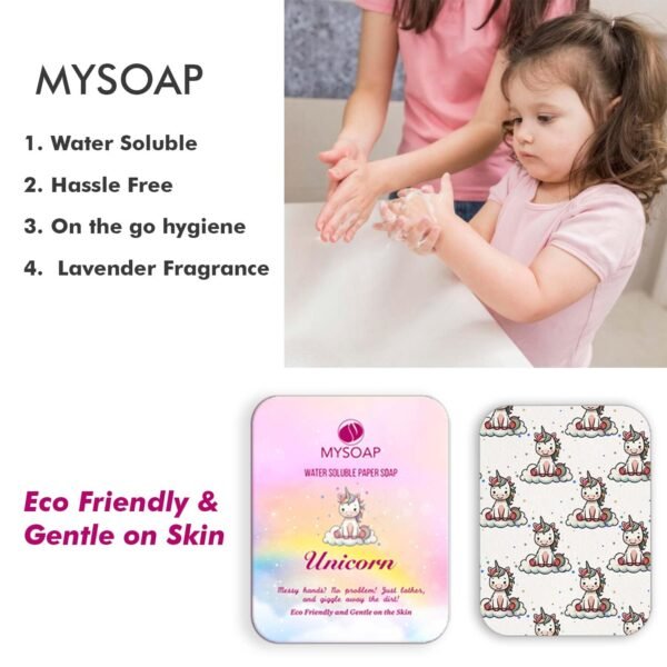 Unicorn Soap for Kids | MY SOAP | Colorful & Printed | Instant Hygiene Strips | Pack of 5 (50 Strips) – The Perfect Mess-Free Handwashing Solution? - Image 3