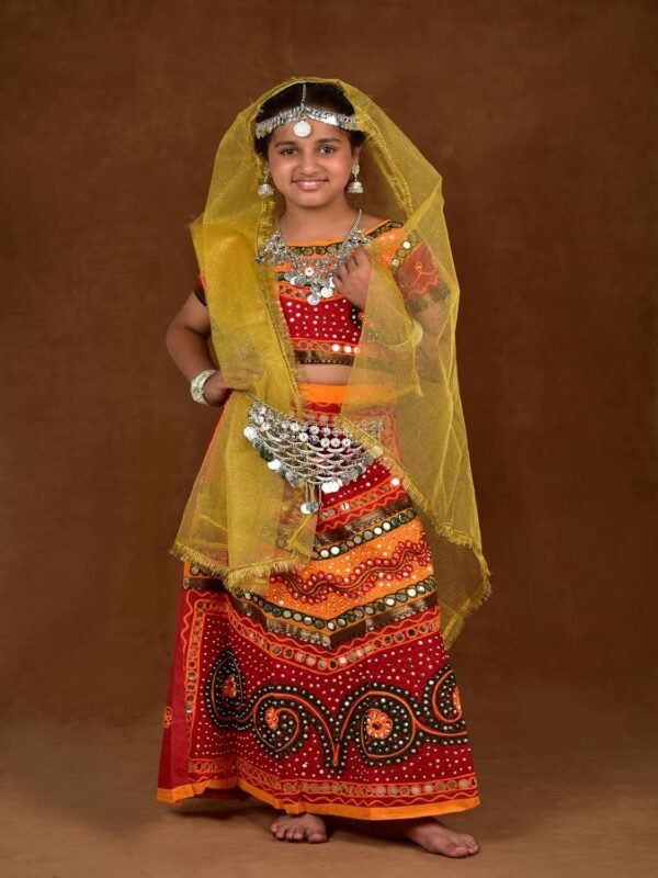 BookMyCostume Gujarati Girl with Traditional Jewellery Indian State Kids & Adults Fancy Dress Costume for Girls - Image 5