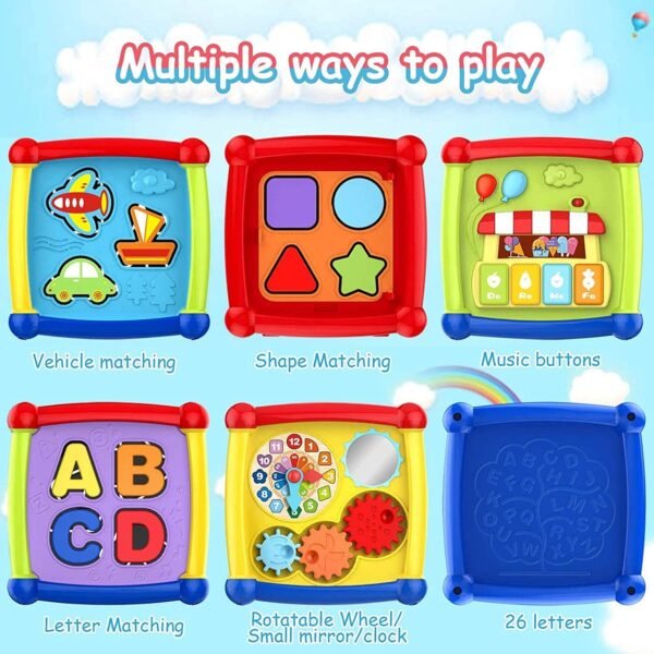 5 in 1 Activity Triangle Center Cube | Alphabet Blocks Abacus Clock Writing | Counting Beads Assembly Toys for Babies Montessori Learning Toy for 1-5 Year Old Kids (Fancy Cube) - Image 5