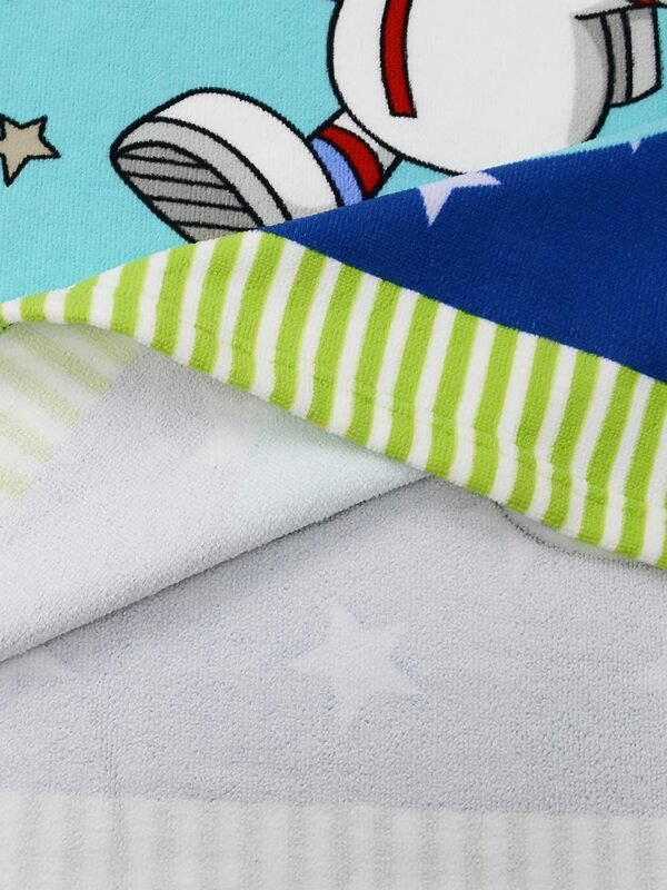 W2S Printed Hooded Poncho Bath Towels for Kids. Soft Absorbing Cartoon Printed Towels Full Size. 0-6 yrs, Size: 60x120 cm. (Astronaut) - Image 2
