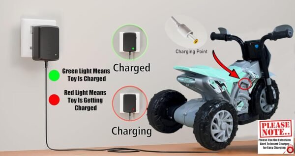 Wishmaster Baby & Toddler Early Age Toys for 1+, 2+, 3+ & 4 Year Kids Battery Operated Rechargeable Ride On Bike (Small EV Bike [ 2, 3, 4 Years Kids], Grey/Blue) - Image 4