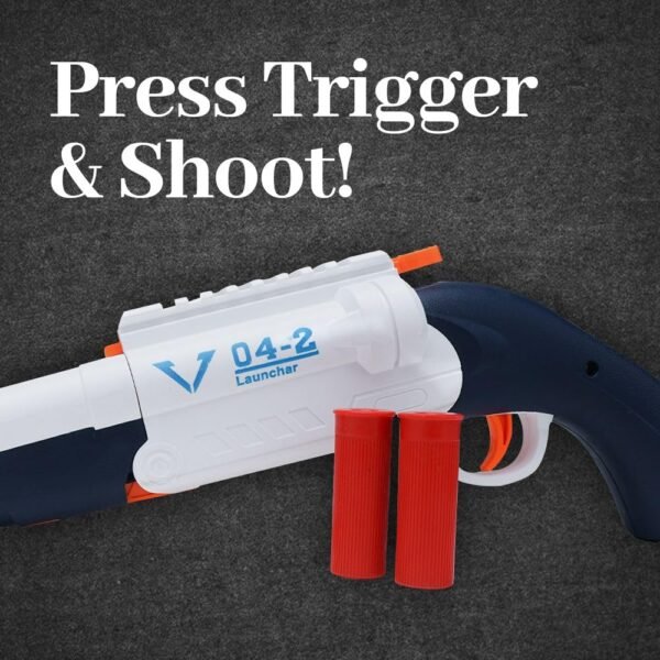 Toy Cloud Super Blast Double Barreled Gun, Soft Blaster Manual Bullet Shooting Gun Toy with 6 Bullet Shells & 10 Soft Foam Darts Bullets - Image 4