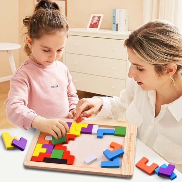 Wudly Basic Russian Block Puzzle for Kids | Educational Toy and Learning Aid for Toddlers - 1+ Years | Fine Motor Skill Development | Safe & Durable (5 Mm Basic Russian Block Puzzle), Multicolour - Image 2