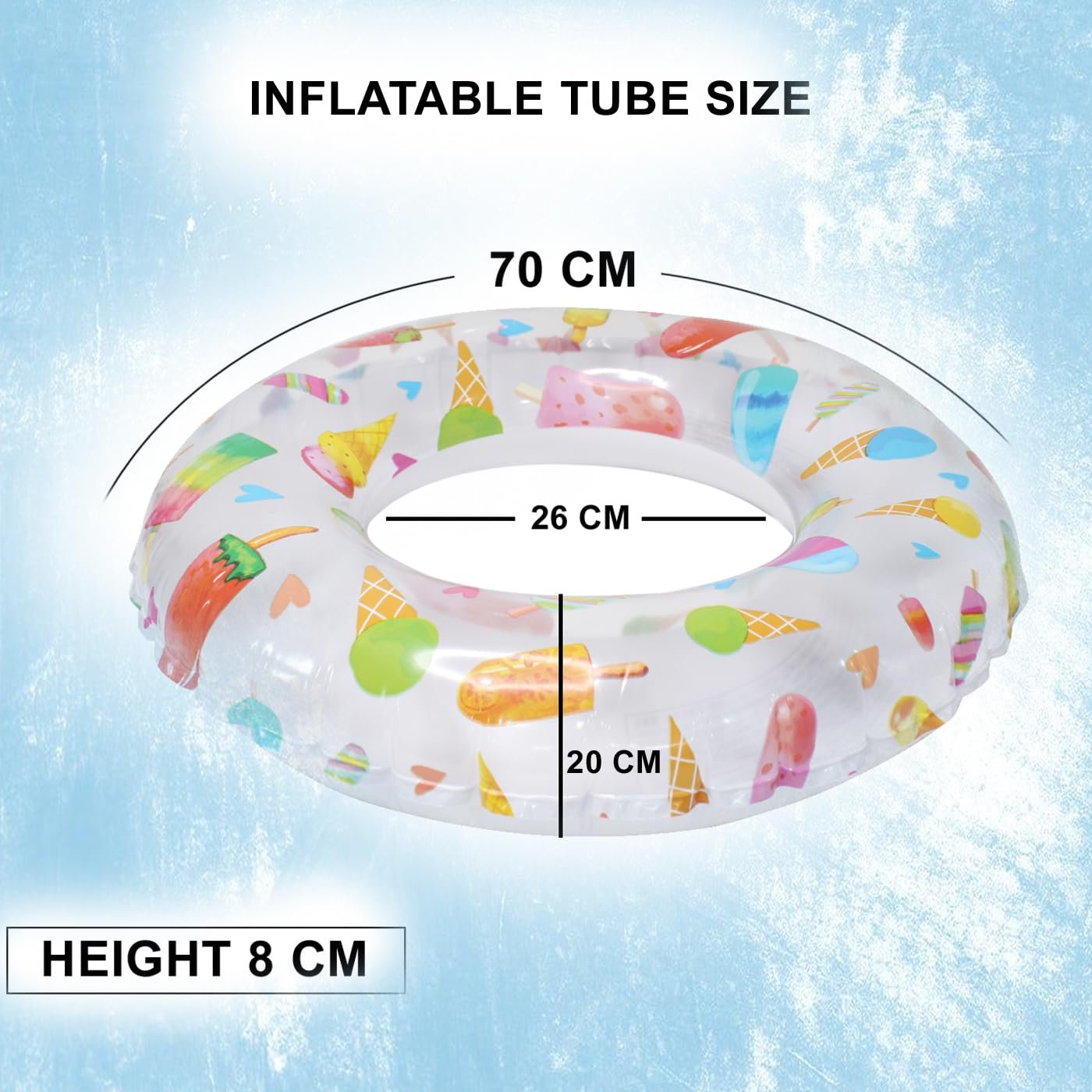 Prime Cartoon Print Inflatable Swim Ring Blow Up Floating Tube Cartoon Design Raft Tube for Swimming Pool/Beach for Kids 3-8 Years Pack of 1 ((M1 Random Color & Design))