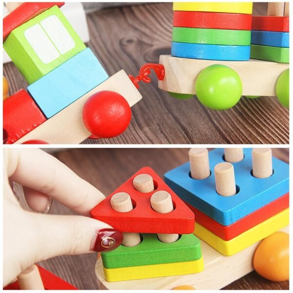 bnf® Wooden Sorting Stacking Montessori Toys Matching Puzzle Stacker for Kids Boy - Image 3