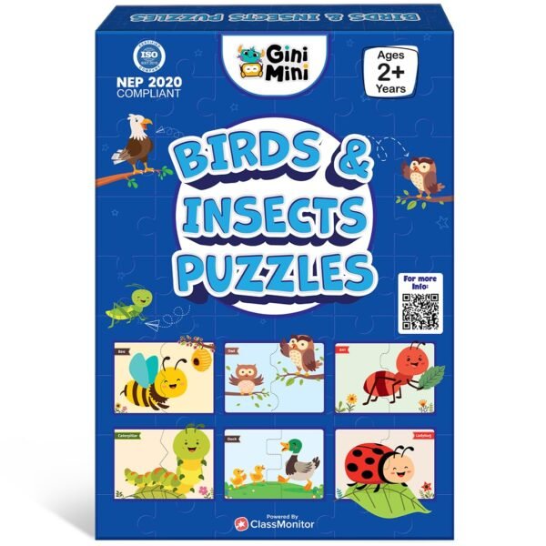 Birds & Insects Puzzle for Kids 2 3 4 5 Years | Educational 2 Piece Puzzle for Memory & Motor Skills | Return & Birthday Gifts for Boys & Girls