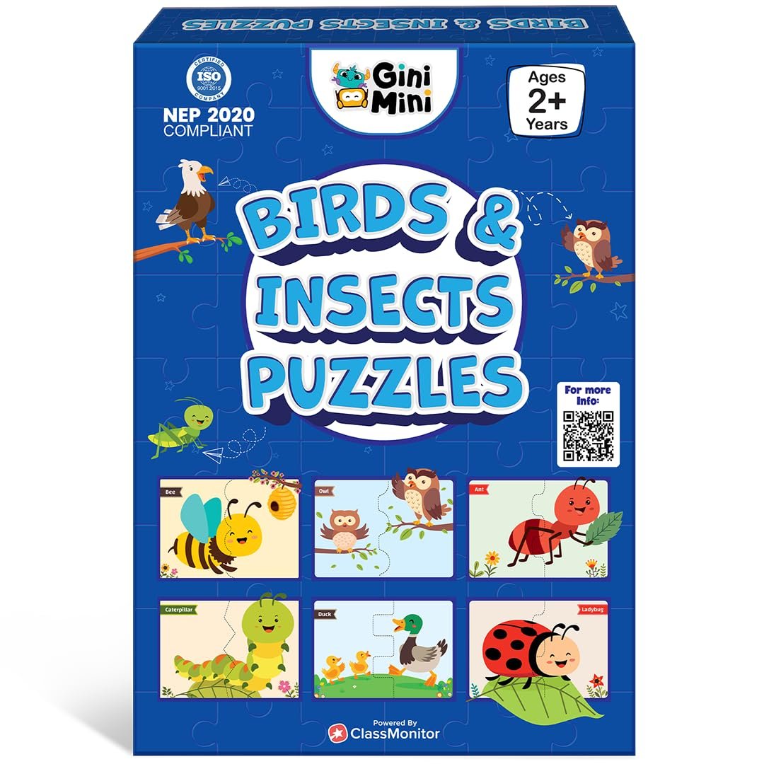 Birds & Insects Puzzle for Kids 2 3 4 5 Years | Educational 2 Piece Puzzle for Memory & Motor Skills | Return & Birthday Gifts for Boys & Girls