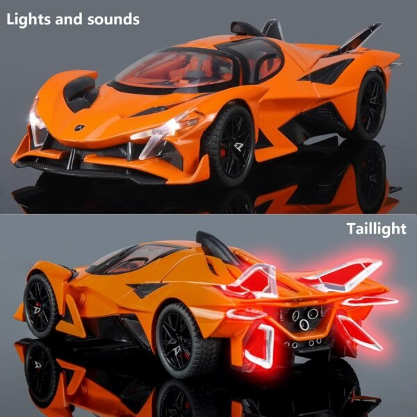 Compatible for 1:32 Apollo Evo Toy Car Model, Diecast Collectible Pull Back Model Car with Sound and Light, Toy Gift Vehicles for Adults Kids Boys Girls?Orange? - Image 3