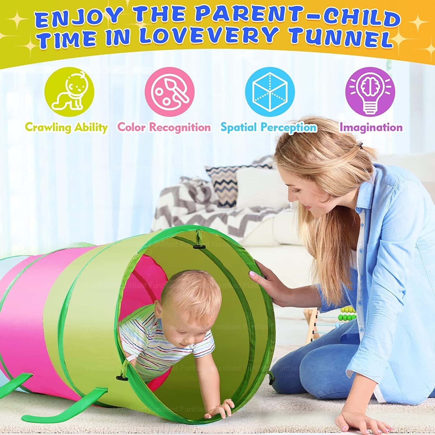 FunBlast Pop-Up Play Tunnel Tent House for Kids - Foldable Outdoor Playhouse for Toddlers, Girls & Boys - Multi-Colored Activity Toy (1 Tent House Theme) - Image 5
