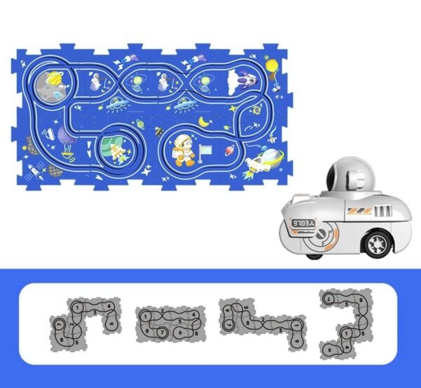 Puzzle Rail car Race Slot Car Track Set - Toy DIY Electric Trolley Play Set - Assembly Educational Toy Vehicle for Kids - Assembling Puzzle (8 Pcs Puzzle Track + 1 Car)