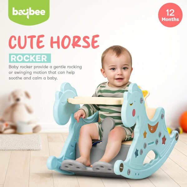Baybee Baby Rocking Horse for Kids, Baby Swing Chair for Kids, Plastic Swing Horse Ride-on Toy for Kids- Baby Rocking Chair for Kids Indoors Outdoors for 1 to 3 Years Boy Girl (Blue) - Image 3