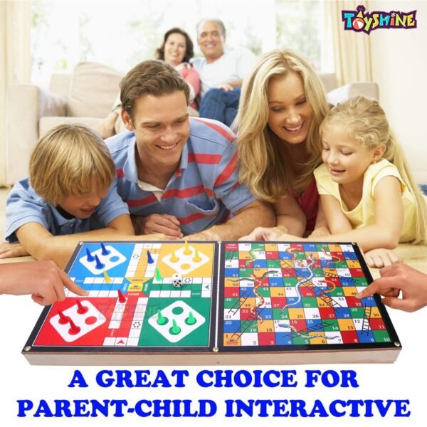 Toyshine Dixon 3 in 1 String Hockey with Ludo and Snakes and Ladder, Fast Sling Puck Game Board String Hockey Toy | Party Game for Adult Parent Kids Children Family Brown - Image 4