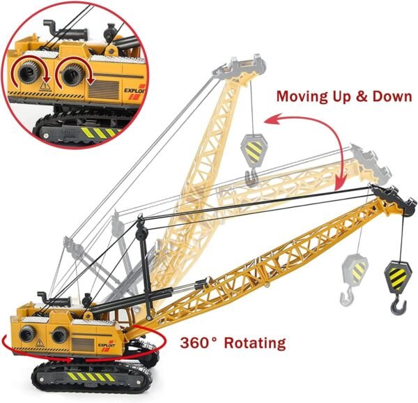 Unbreakable Friction Power Crane Toy With Cable 360 Degree Rotating Towing Pull Back Vehicles Construction Truck Toy For 3+ Years Old Kids Boys Girls,Multicolor - Image 5