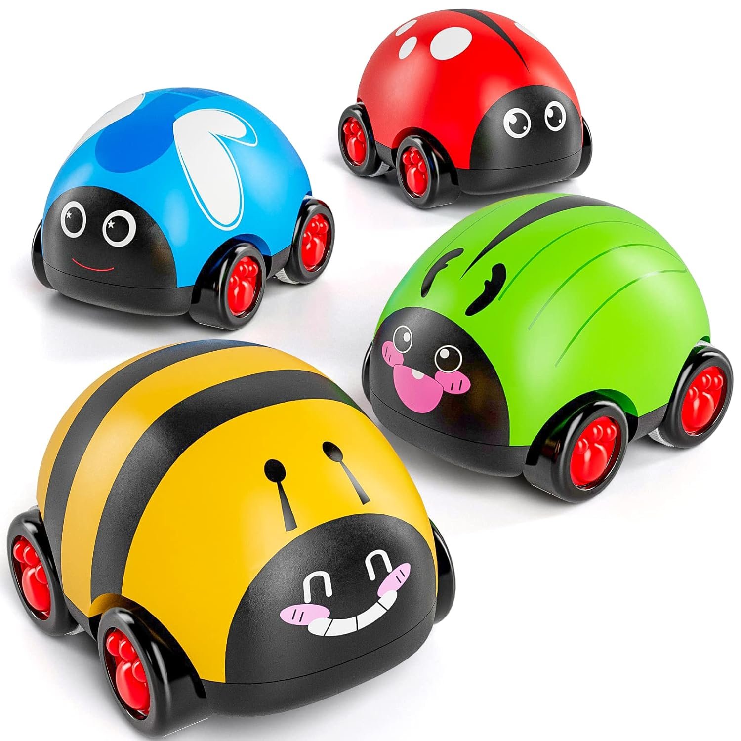 Cartoon Toddler Toy Car for 2 3 4 Year Old Boy Toys Cars,Colorful CarsToddler Toys,Friction Powered Vehicle Toddler Toys, Push and Go Back Baby Car Toys Birthday Gift for 3 Years Old Boys Girls Kids