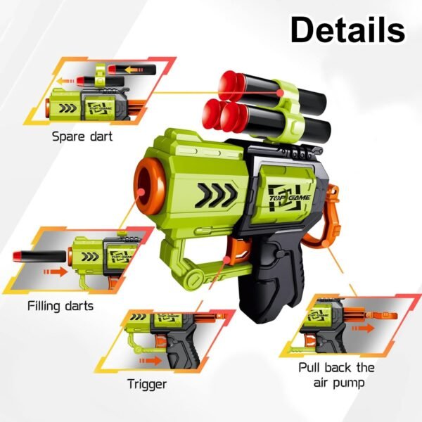 FunBlast Gun Toy – High Speed Manual Soft Bullet Gun with 4 Foam Bullets, Toy Gun Pistol for Kids, Long Range Shooting Darts Gun Toy for Kids, Boys, Children - Image 5