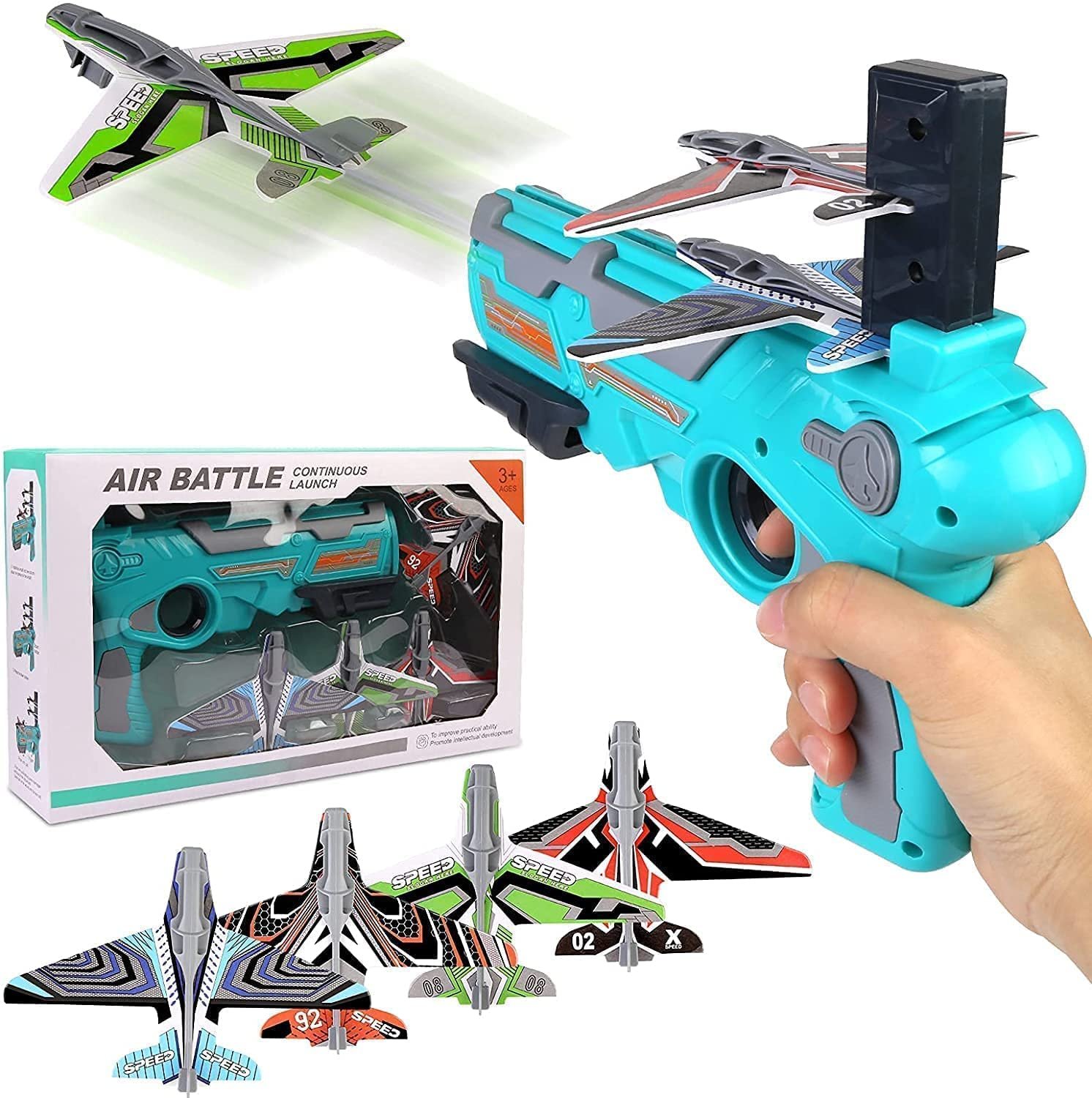 crownmax Airplane Toys for 4 5 6 Years Old Boys,Fun Toys for Kids Ages 4-8,Airplane with Glider Plane,Boys Toys Age 6-8 with One-Click Ejection Airplane Game,Gifts for 4-8 Years Old Boys (Multicolor)