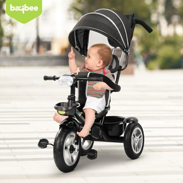 Baybee Klinto 2 in 1 Baby Tricycle for Kids | Plug N Play Baby Cycle Trikes with Parental Control, Canopy, LED Light & Music, Kid Triycle with Safety Guard, Kids Cycle for 2-5 Years boy Girl (Black) - Image 2