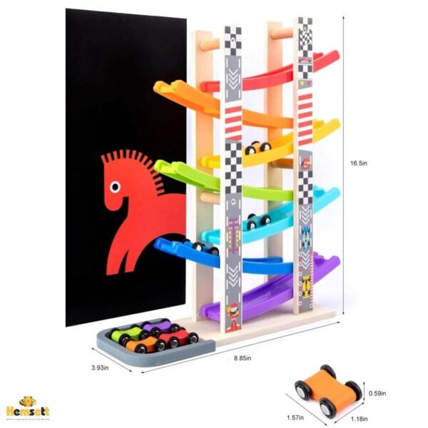 Colorful Ramp Racer Car Toy (1 Year Warranty) – 7 Layer Car Race Track for Kids, Safe & Durable Design with 7 Cars, Promotes Learning & Motor Skills, for Kids Ages 1 2 3 Years - Image 3
