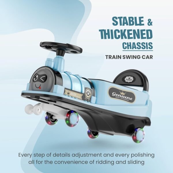 Train Car for Kids 1 Year+ | 2 Year+ | Baby Panda Swing Car | Ride On Car for Kids | Musical Twister Toy Car Magic | Best Birthday Gift for 1-5 Years Baby Boy Girl Toy | Upto 100kg (Cyan) - Image 4