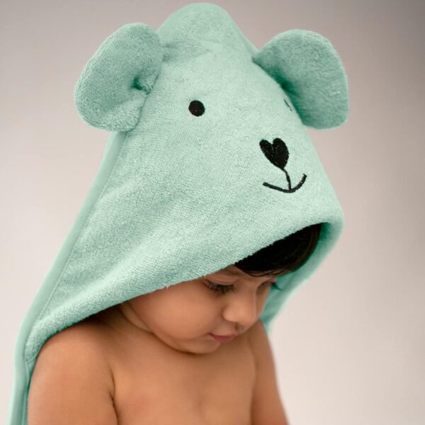 THEONI Hooded Bamboo Baby Towel – Soft, Absorbent Bath Wrap for Newborns, Infants & Toddlers | Skin-Friendly, Lightweight, 400 GSM, 85x85 cm (Mint Green)