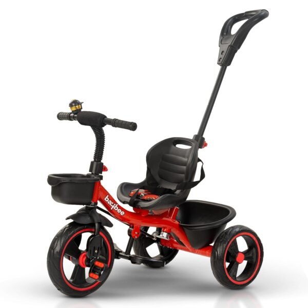 Baybee Terra Pro Baby Tricycle for Kids | Smart Baby Trike Cycle with Adjustable Parental Handle, Front & Back Storage & Foot Rest | Children Bicycle for Kid | Kids Cycle for 2-5 Years Boy Girl (Red)